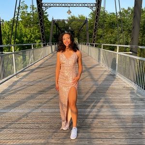 Rose Gold Sequin Prom Dress